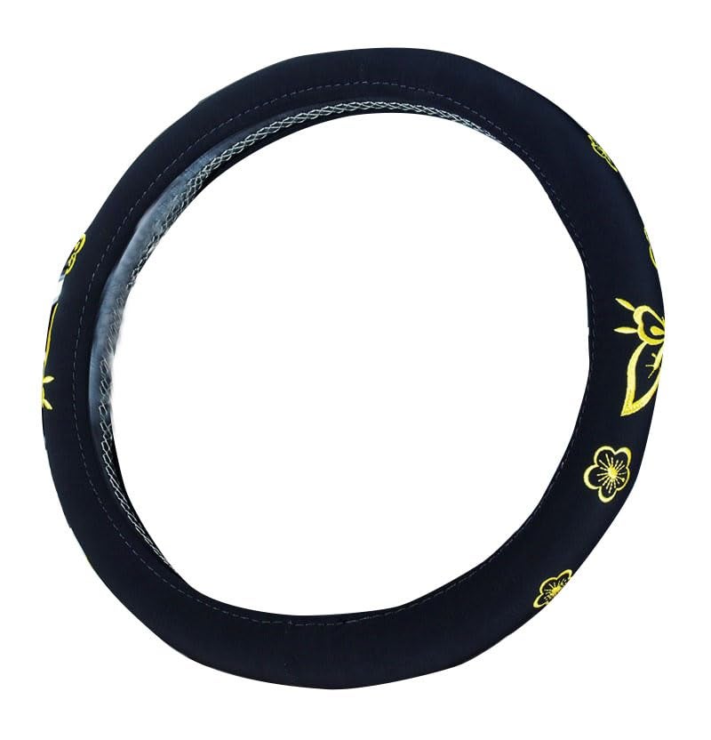 Mayco Bell Automotive Women Embroidery Cute Car Steering Wheel Cover (Yellow Butterfly New) - Image 2